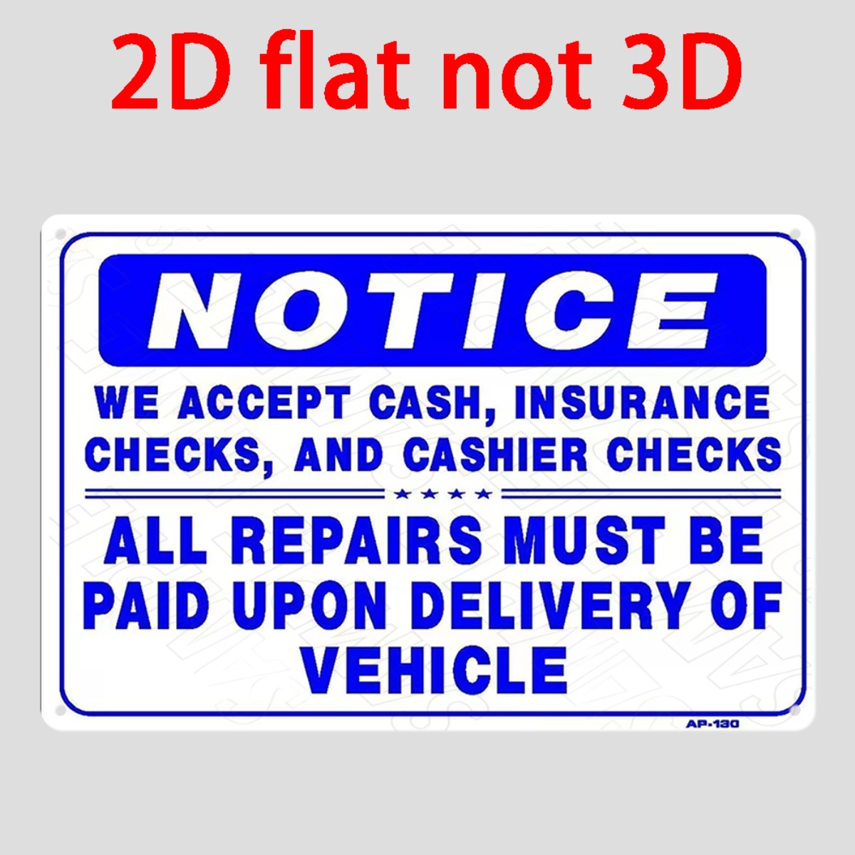 Auto Repair Shop Insurance - Panneau mural en métal plat 2D,