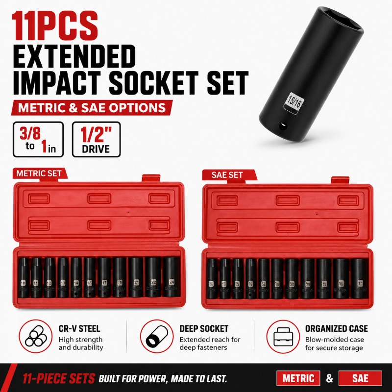 Jeu de 11 douilles à impact pr - Pneumatic Impact Wrench avis et prix